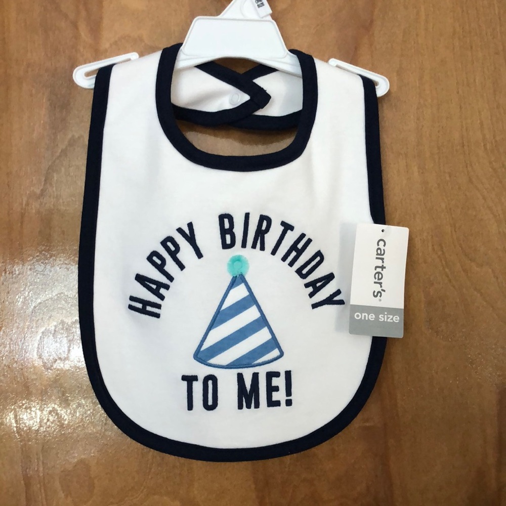 Baby’s Birthday Bib with snap closure stay dry water resistant